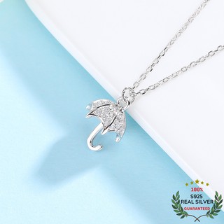 Dây Chuyền Bạc S925 Cây Dù Đính Đá Zircon Dễ Thương | Vòng Cổ Nữ Trang Sức Bạc Thời Trang