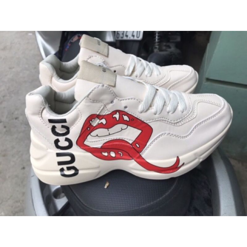 [Full Box] Giày Thể Thao Nam Nữ ChunKy Gucci Rhyton màu kem siêu đẹp độn đế | BigBuy360 - bigbuy360.vn