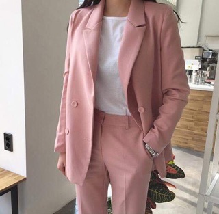 Set vest hồng Hàn Quốc