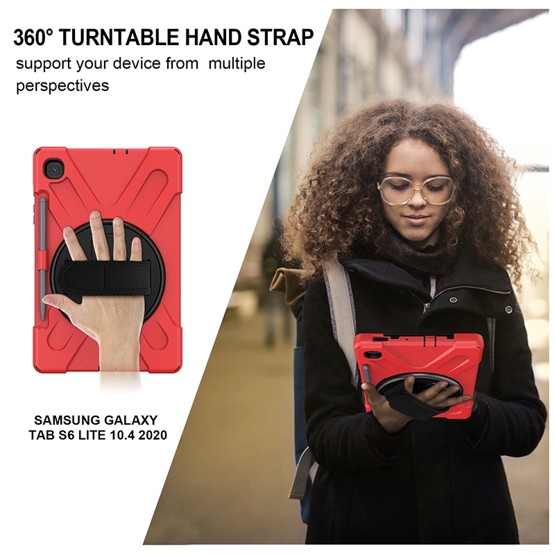 Hybrid shock proof case Vỏ bảo vệ for Samsung Galaxy Tab S6 Lite Ốp lưng SM-P610 SM-P615 chống rơi cover with pencil slot hand and shoulder strap