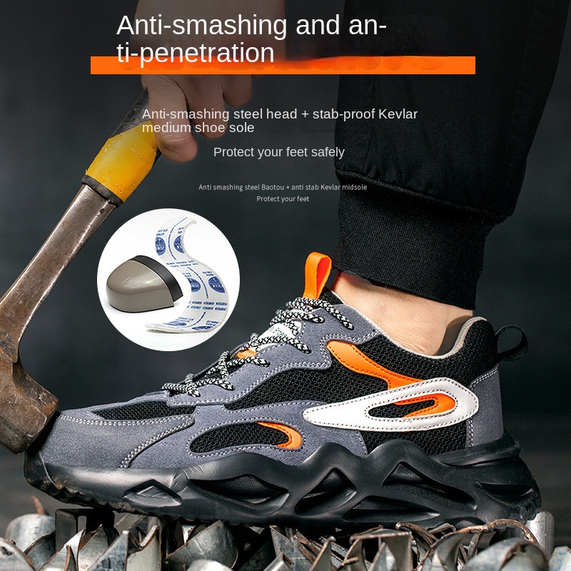 Giày Bảo Hộ Lao Động Mũi Thép Siêu Nhẹ Chống Trượt Chống Va Đập Có Size 35-47 Dành Cho Nam Và Nữ
