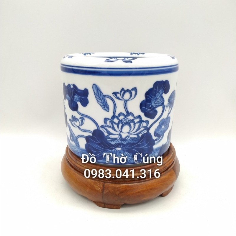 Bát hương SEN - hoa sen men xanh lam