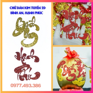 Chữ dán thư pháp 2d kim tuyến-bình an-hạnh phúc thanghacalligraphy