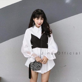 Áo sơ mi phối đen