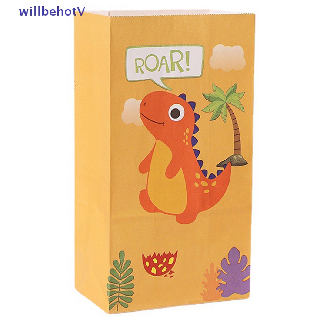 Bộ 10 Túi Giấy Đựng Bánh Kẹo Hình Khủng Long Hoạt Hình