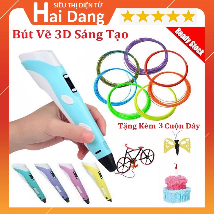 Bút Vẽ Mô Hình In 3D Sáng Tạo, Tặng 3 Cuộn Dây Mực - Bút in 3D Thông Minh Với Màn Hình Led, Điều Chỉnh Tốc Độ Dây In