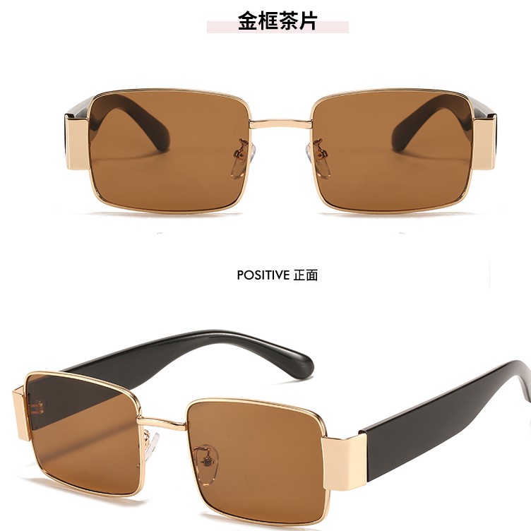 Kính mát gọng dáng vuông bằng kim loại thời trang phong cách vintage