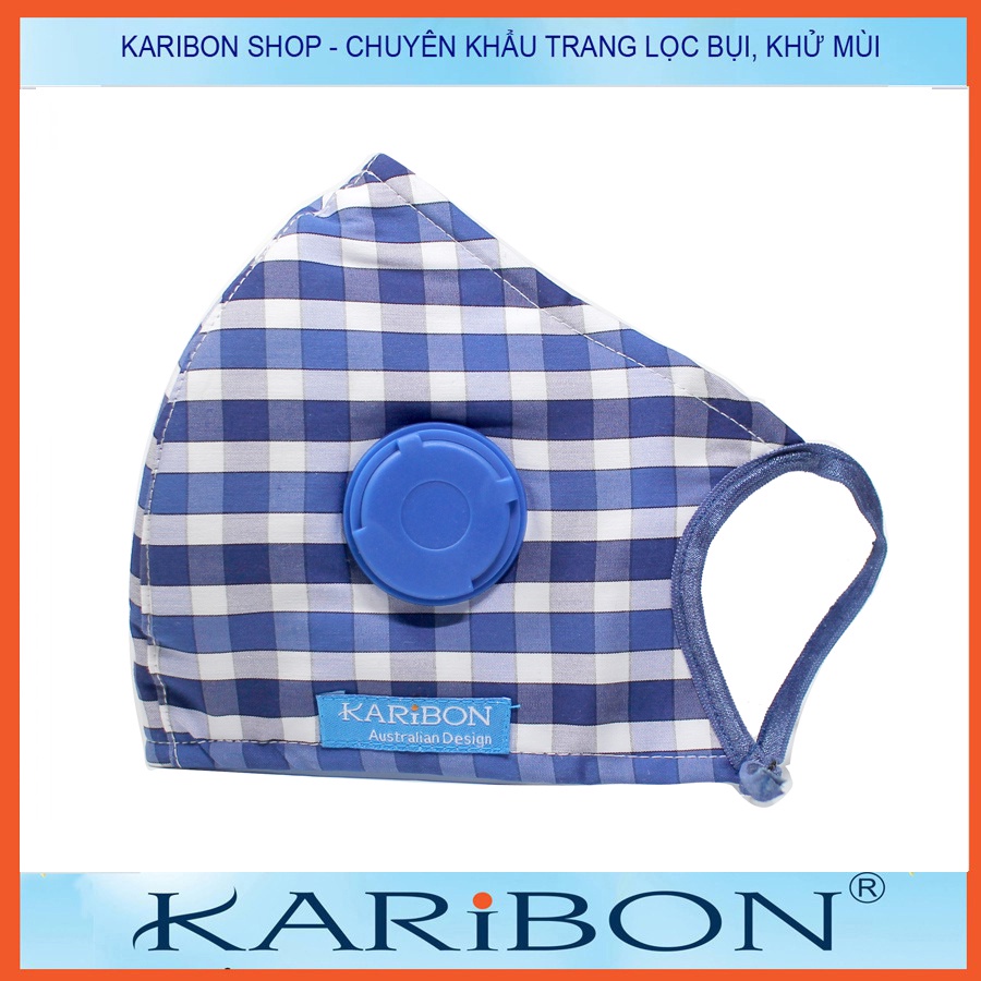 Khẩu trang Karribon Maxair 8 lớp có than hoạt tính và van thở 1 chiều người lớn