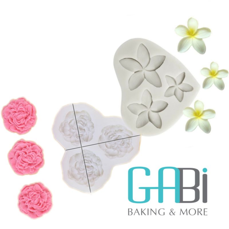 Khuôn fondant silicon 3 hoa ly/mẫu đơn