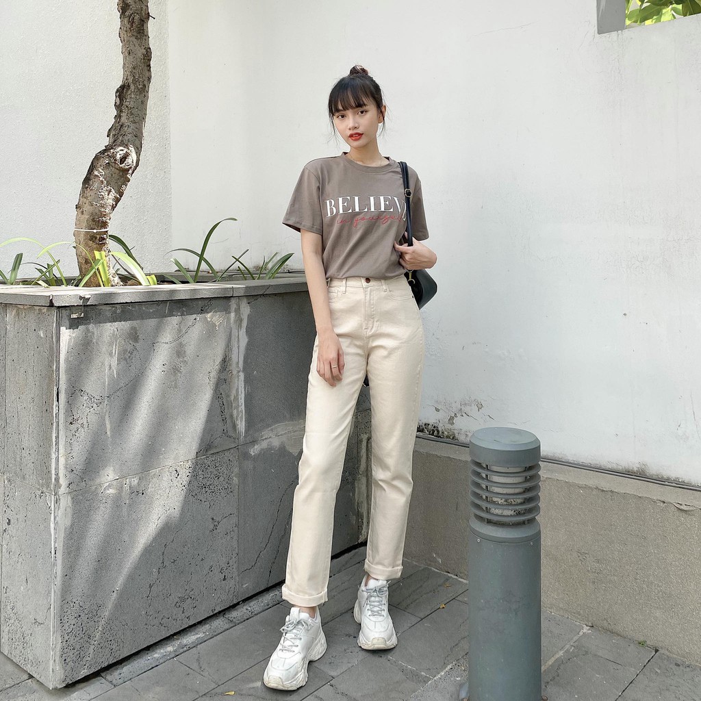 QUẦN JEANS BAGGY KEM BASIC ZAREEN JEA116