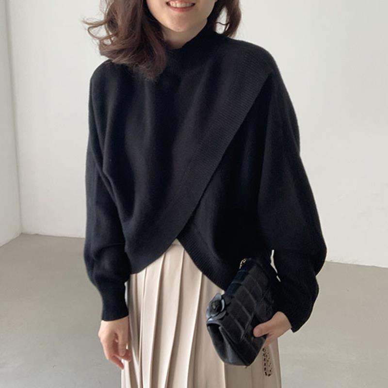 Áo Sweater tay dài dáng rộng xẻ tà cá tính thân thiện với da