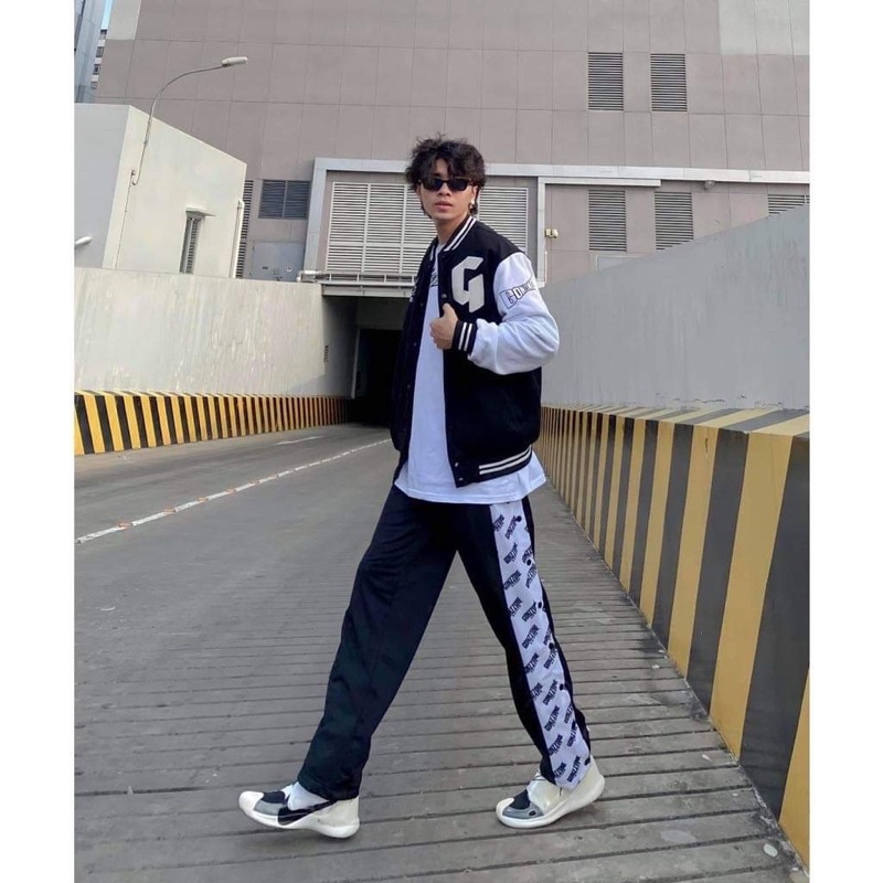 Áo Khoác Bomber Nỉ Chữ G Tay Bồng Bo Dệt Dáng Unisex Nam Nữ
