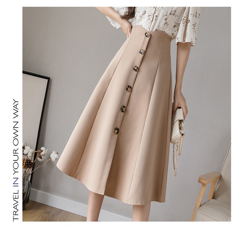 Chân váy lưng cao form chữ A phong cách Hàn Quốc thanh lịch trẻ trung cho nữ | BigBuy360 - bigbuy360.vn