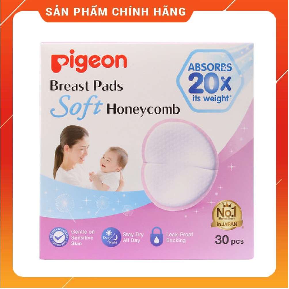 Miếng lót thấm sữa Pigeon 30 miếng, hộp 12 miếng, siêu mềm dành cho mẹ cho con bú và sau sinh.