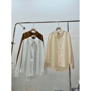 Áo sơmi trơn cổ nhọn oversize