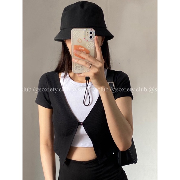[HÌNH THẬT] Áo croptop cài nút hot hit phù hợp mùa hè A36