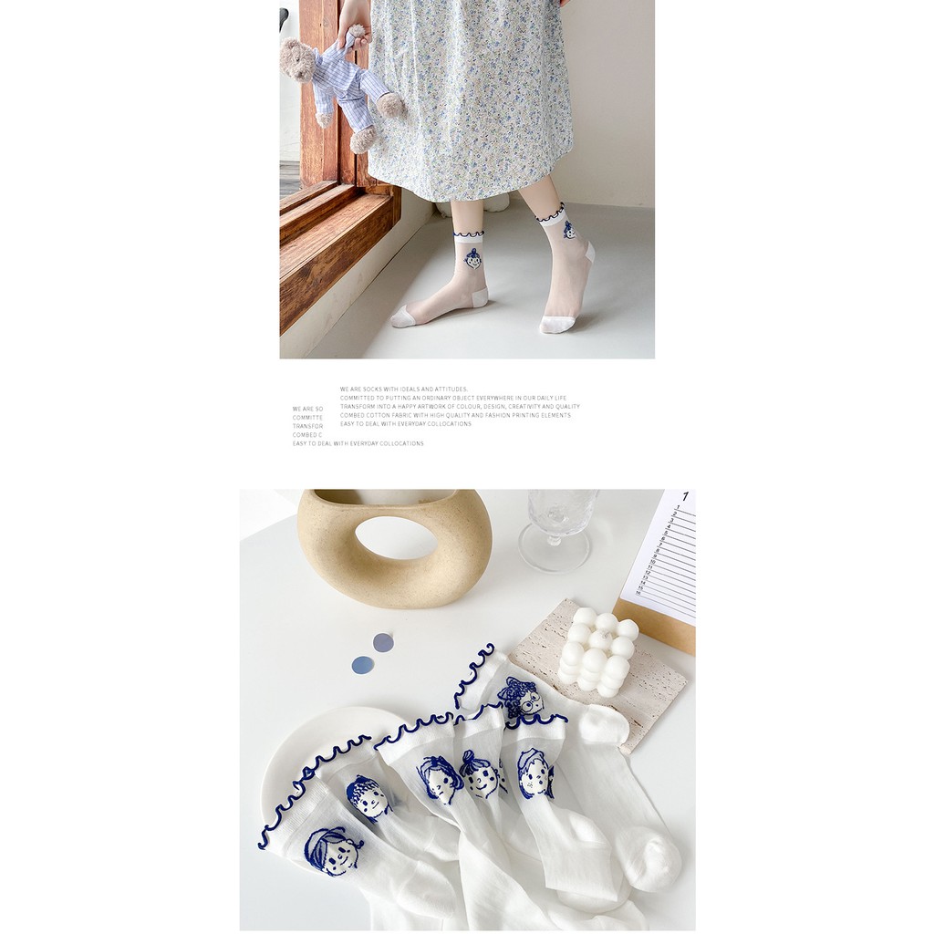 Vớ Lolita Cổ ren cao cổ nữ Phong cách Hàn Quốc Tất lụa Lolita nữ Dễ thương Cute Cao cổ