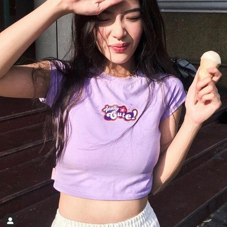 Áo thun lụa croptop cute xinh xinh