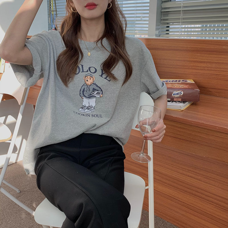 Áo thun BH cotton dáng rộng thời trang xuân hè Hàn Quốc 2021 dành cho nữ