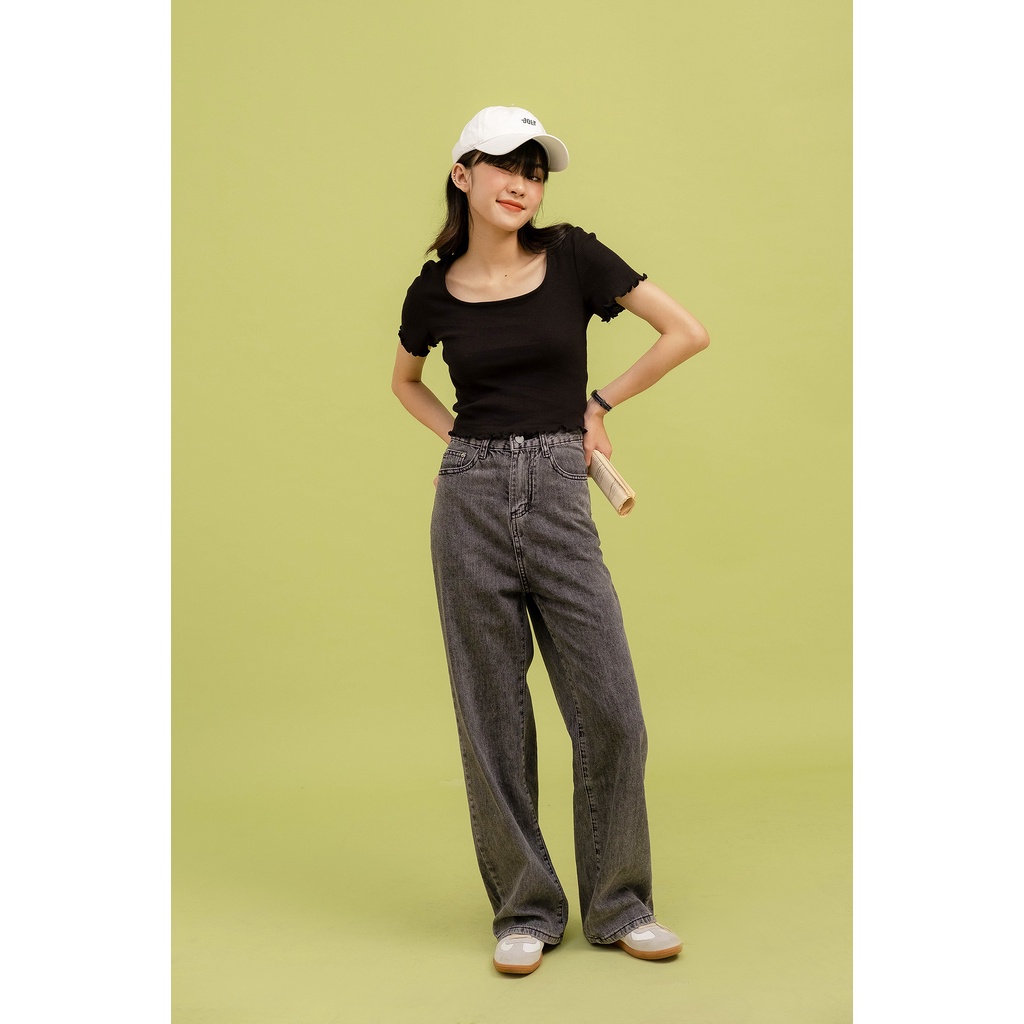 Quần cullotes jeans màu xám LEN clothing 8183
