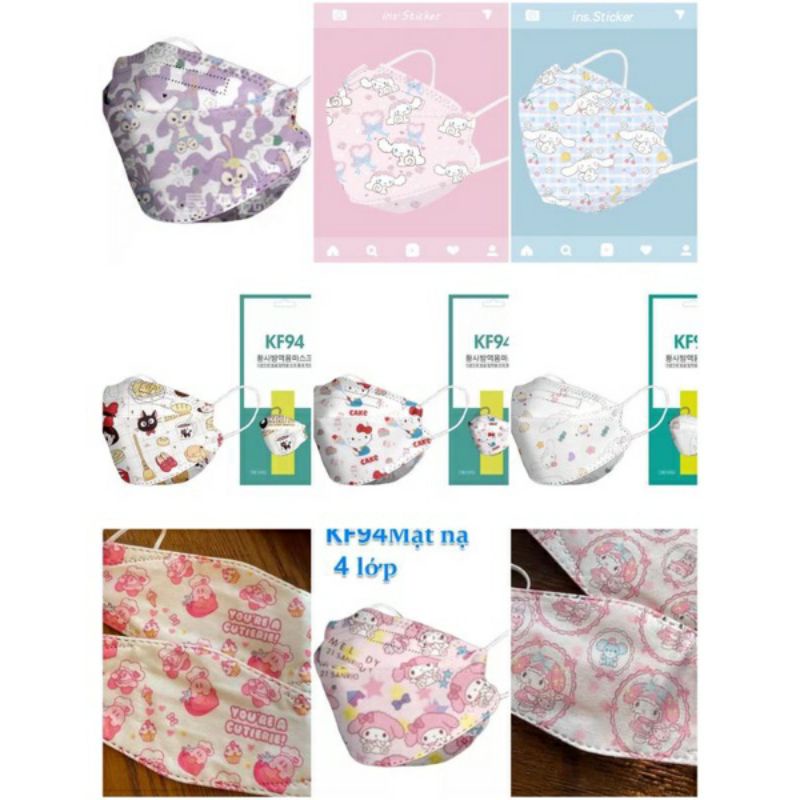 Khẩu trang KF94 hàn quốc hoạ tiết hoạt hình