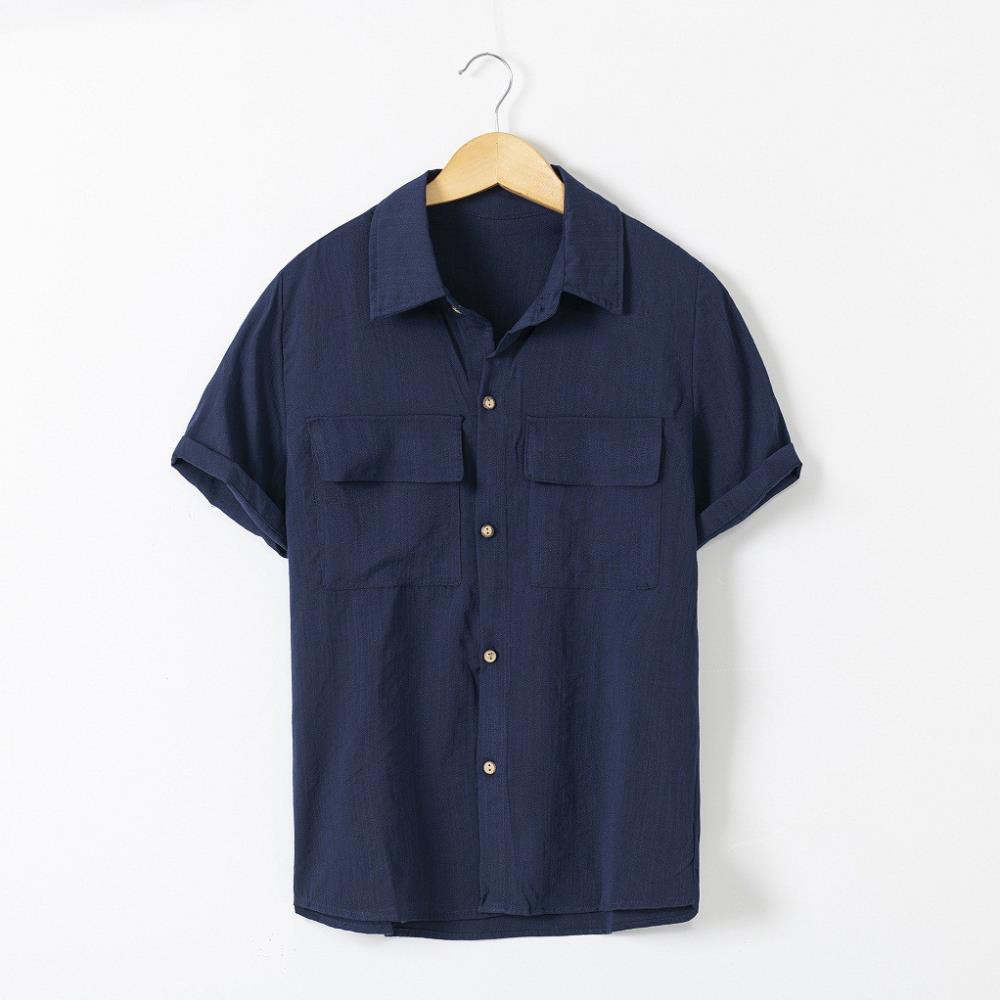 Áo Đũi Nam Cổ Bẻ Áo Sơ Mi Đũi Có Cổ Cộc Tay Túi Hộp | BigBuy360 - bigbuy360.vn