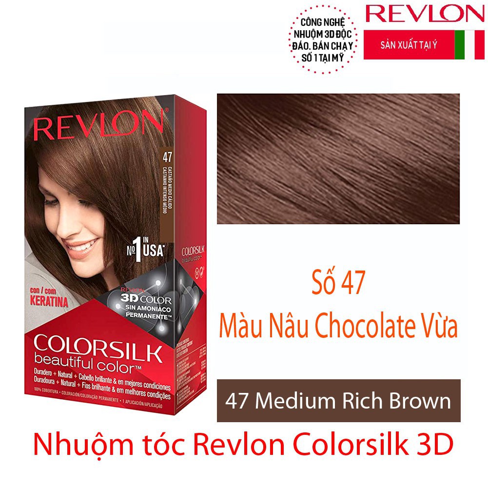 Thuốc nhuộm Revlon Color Silk Beautiful 3D Color số 47 nâu chocolate vừa