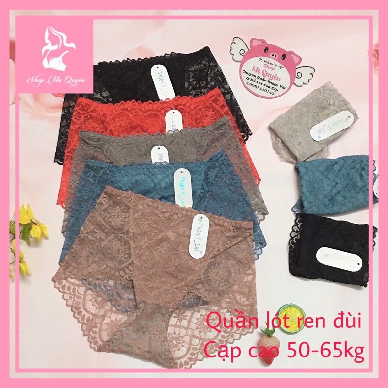 Quần lót ren đùi cạp cao- ren mỏng xuyên thấu không viền tự tin diện đồ body