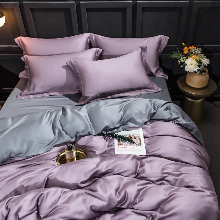 Bộ Chăn Ga Gối Lụa Tencel 100S Cao Cấp Chăn Drap Nhập Khẩu Siêu Sang Xịn Min Mát Sét Chuẩn 04 Món