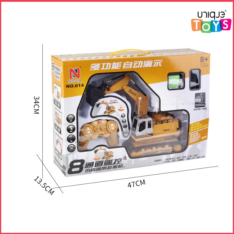 Xe múc điều khiển 8 kênh, Xe múc điều khiển từ xa, Bánh xích, 8 kênh - pin sạc ,tỉ lệ 1:20