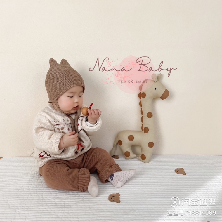 Mũ nón len cột dây màu trơn phong cách hàn quốc đáng yêu cho bé ML60 - Nana Baby