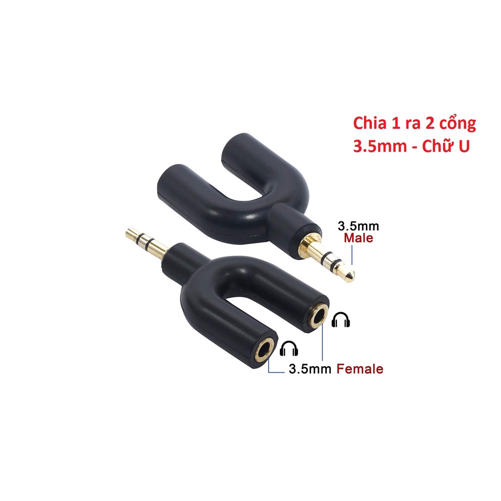 Bộ Chia Tai Nghe 1 Ra 2 Đầu Cắm 3.5mm