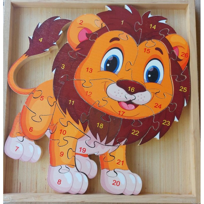 ĐỒ CHƠI- XẾP HÌNH CON SƯ TỬ 26 CHI TIẾT - Đồ chơi gỗ an toàn, sáng tạo, vui chơi, phát triển trí tuệ, thông minh cho trẻ