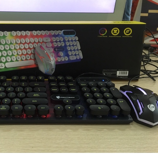 Bộ bàn phím Chuyên Game giả cơ Pantsan PT100 led 7 màu