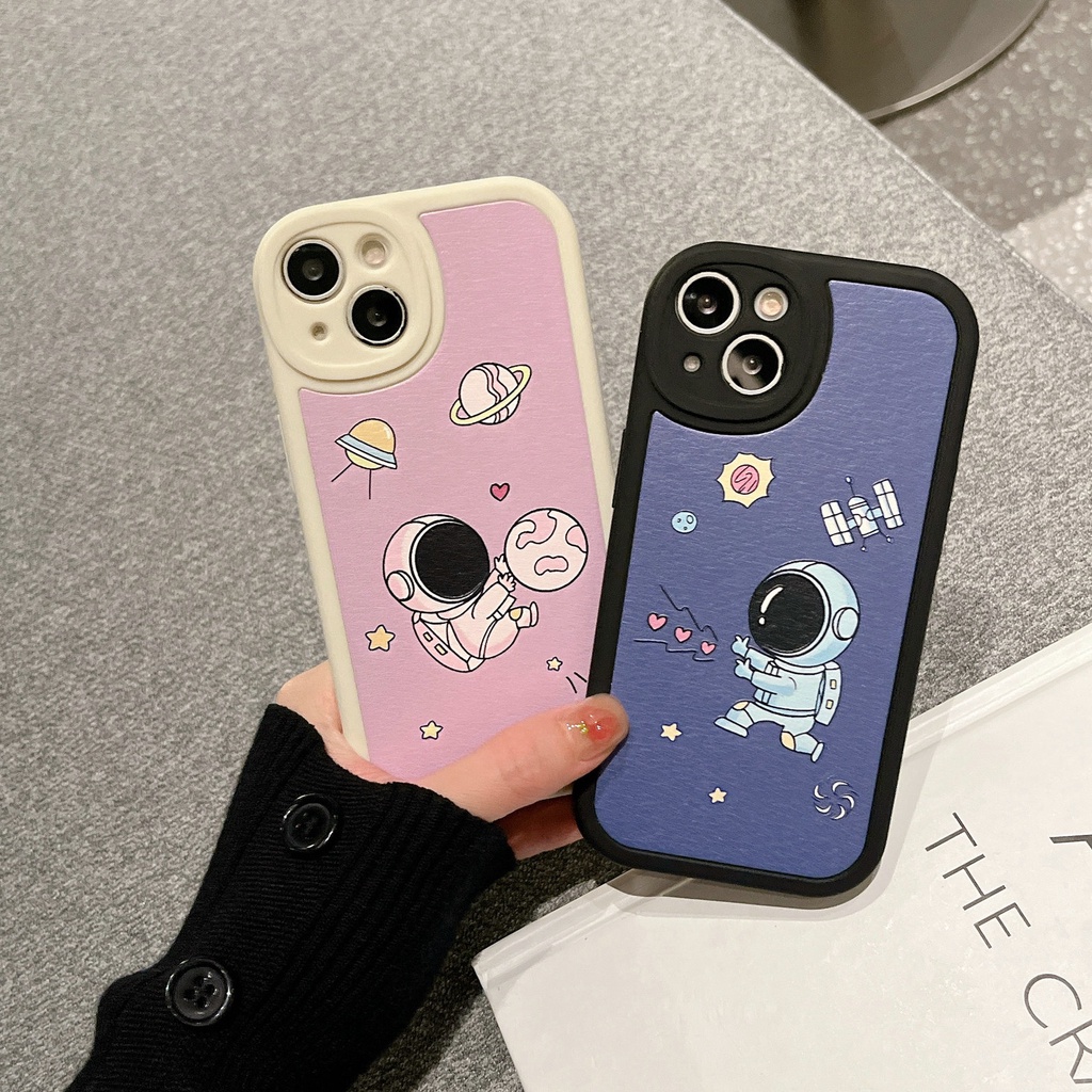 Samsung Galaxy S20 S21 FE Plus Ultra A73 A53 A13 A52 A72 A33 A23 A22 A32 A12 A03 A03S A21S A11 M23 A51 A71 A50 A50S A20 A30 A30S A10S M11 M32 M22 S21+ 4G 5G Couple Cute Space Astronaut Silicon Soft Phone Case Lens protection Full Back Cover DY 37
