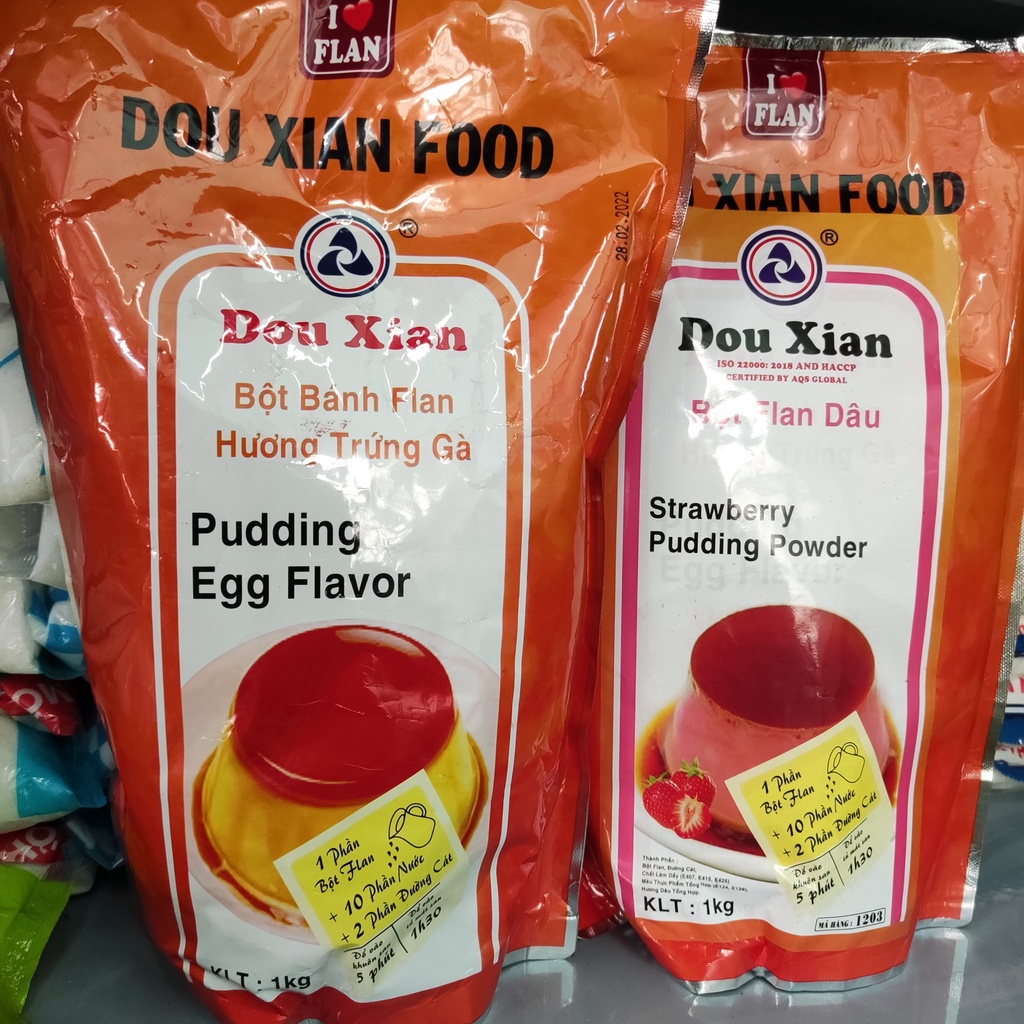 Bột pudding DouXian: trứng, sô cô la, khoai môn, matcha, đào - 100g