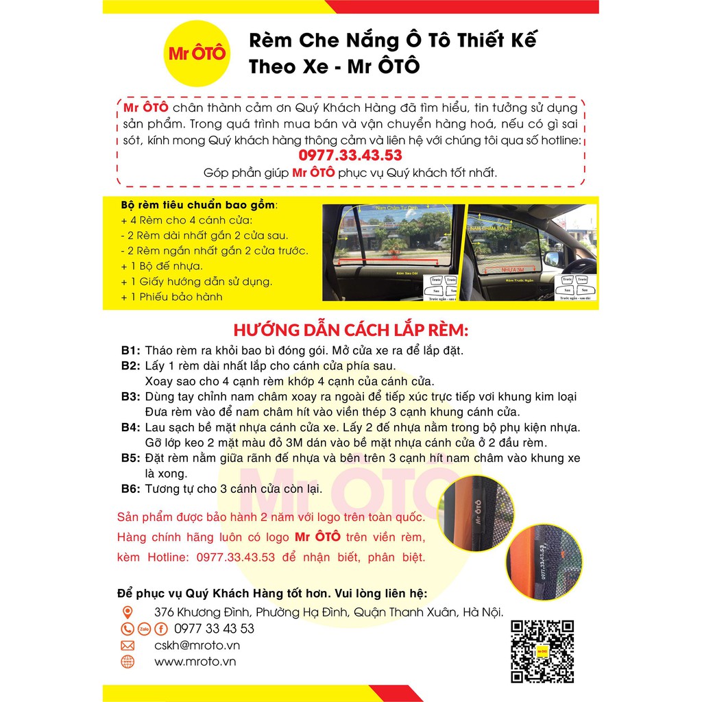 Rèm Che Nắng MR.OTO LOẠI 1💥𝐐𝐔𝐀̀ 𝐓𝐀̣̆𝐍𝐆 𝐇𝐀̂́𝐏 𝐃𝐀̂̃𝐍💥, Bộ 4 Miếng Đủ Các Dòng Xe. Bảo Hành 24 tháng. Cam Kết Chuẩn