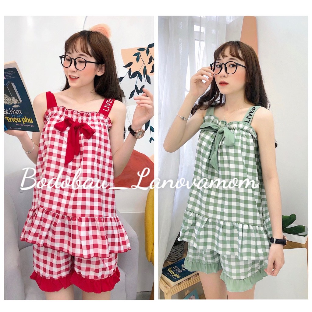Bộ đồ bầu_đồ ngủ 2 dây MẶC NHÀ KẺ NƠ xinh xắn đáng yêu BĐ833