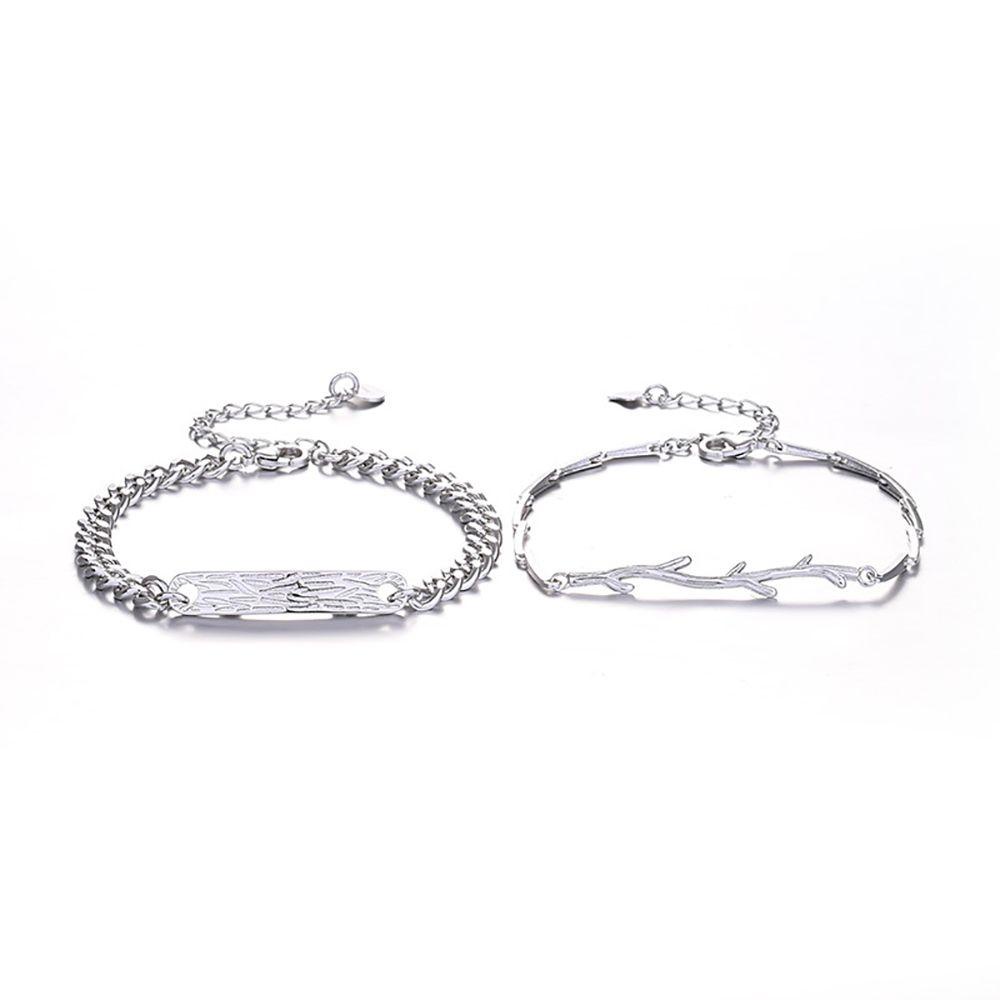 Vòng Đeo Tay Cặp Đôi Bằng Đồng Hình Cành Cây Lãng Mạn Phong Cách Hàn Quốc