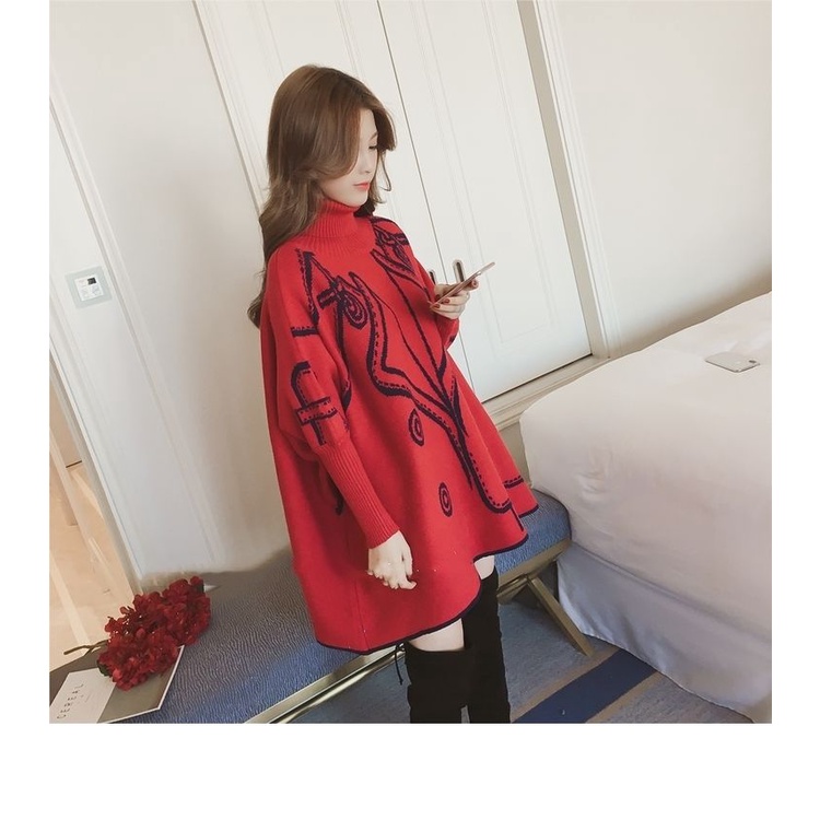 ❤❤Áo Choàng Len Cổ Lọ Dài Trung Bình Màu Đỏ Phong Cách Hàn Quốc Mùa Thu Đông Dành Cho Bạn Nữ | BigBuy360 - bigbuy360.vn