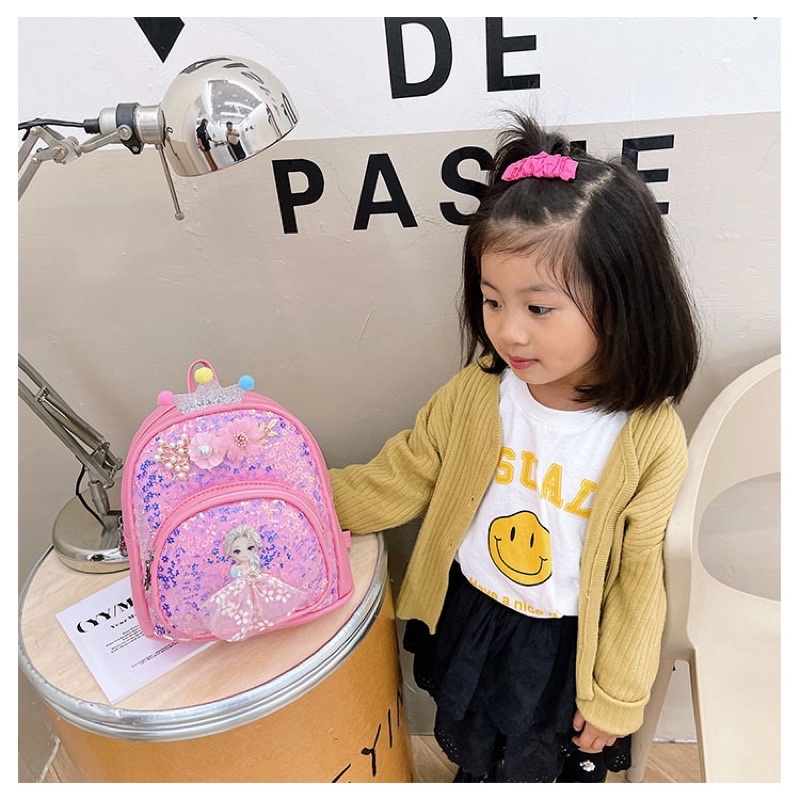 Balo bé đi mẫu giáo có in hình ELSA, Bạch Tuyết đáng yêu, chất liệu nhẹ, an toàn, phù hợp với trẻ 0-5 tuổi