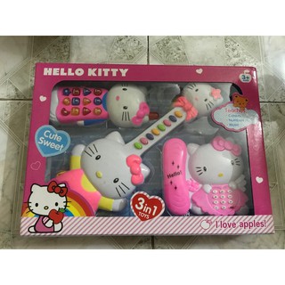 BỘ ĐỒ CHƠI ĐÀN VÀ ĐIỆN THOẠI HELLO KITTY CHO BÉ GÁI KÈM PIN