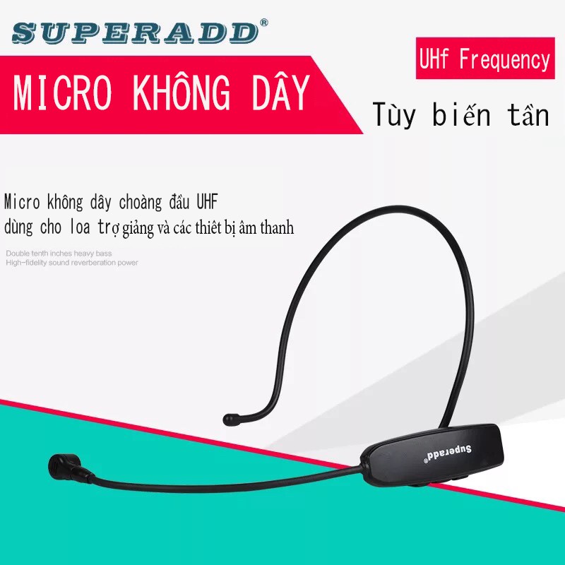 Micro không dây choàng đầu SUPERADD KX62T cho loa trợ giảng, loa kéo và các thiết bị âm thanh