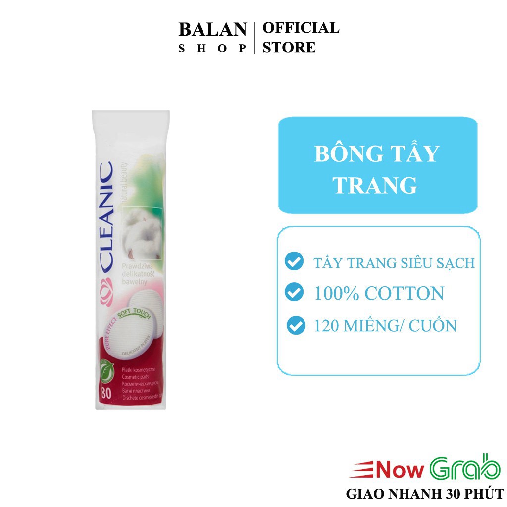 BÔNG TẨY TRANG CLEANIC SỬ DỤNG 2 MẶT - 100% COTTON