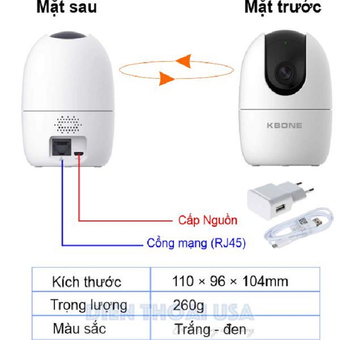 Camera IP Wifi KBONE 2M quay quét xoay 360° KBVISION H21PA H21PW H21P H21W H20W C20 1080p - Tiếng Việt