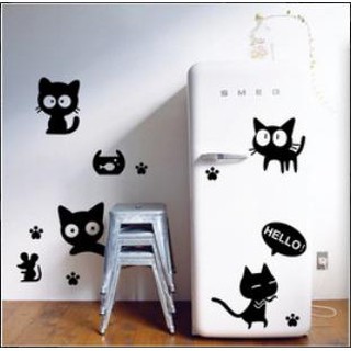 Decal dán tường mèo đen dễ thương