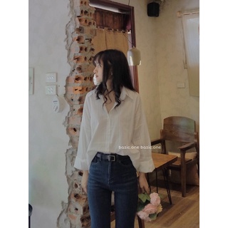 Áo sơ mi trắng dài tay oversize ulzzang Bazic one