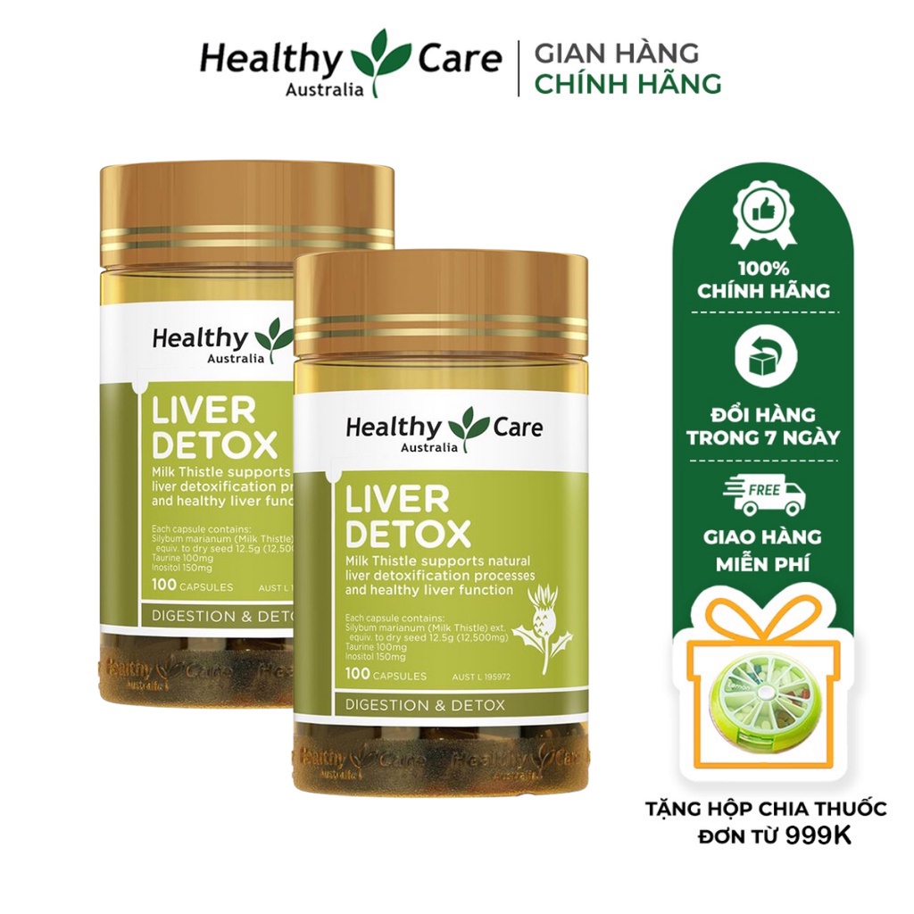 Combo 2 Hộp Viên Uống Hỗ Trợ Giải Độc Gan Healthy Care Liver Detox 100 Viên