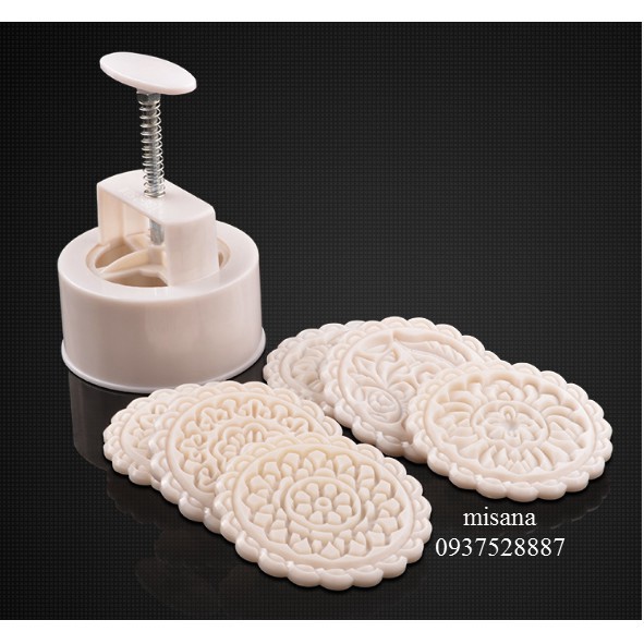Khuôn bánh trung thu lò xo 250gr 6 mặt tròn