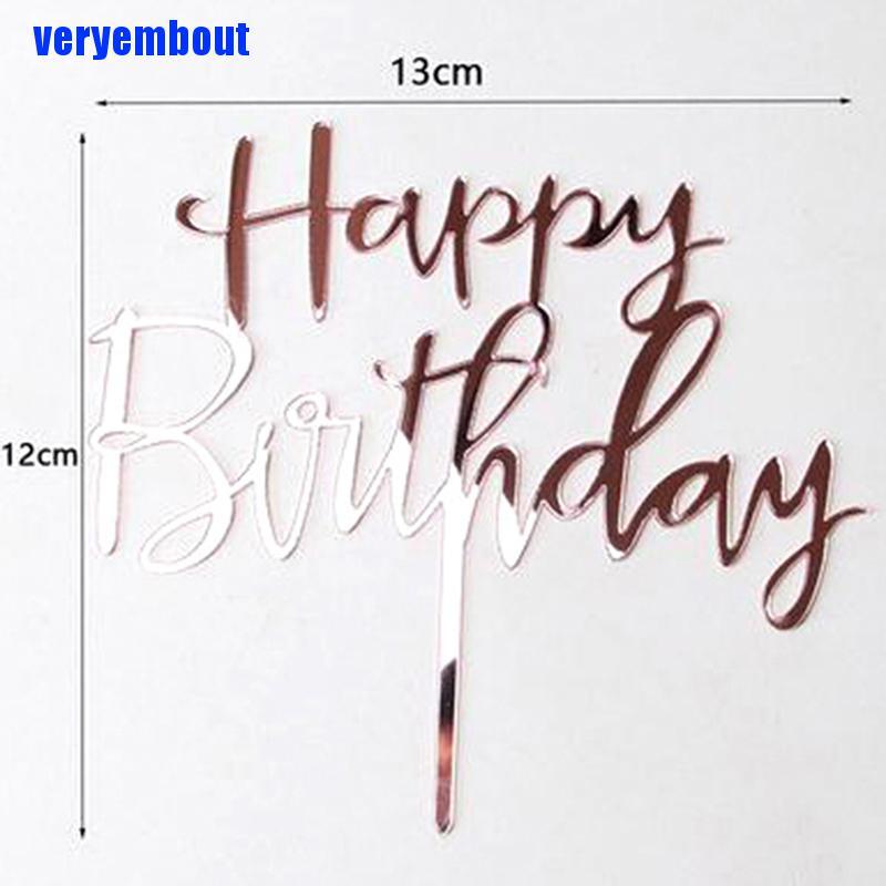 1 Topper Trang Trí Bánh Kem Chữ Happy Birthday Bằng Nhựa Acrylic